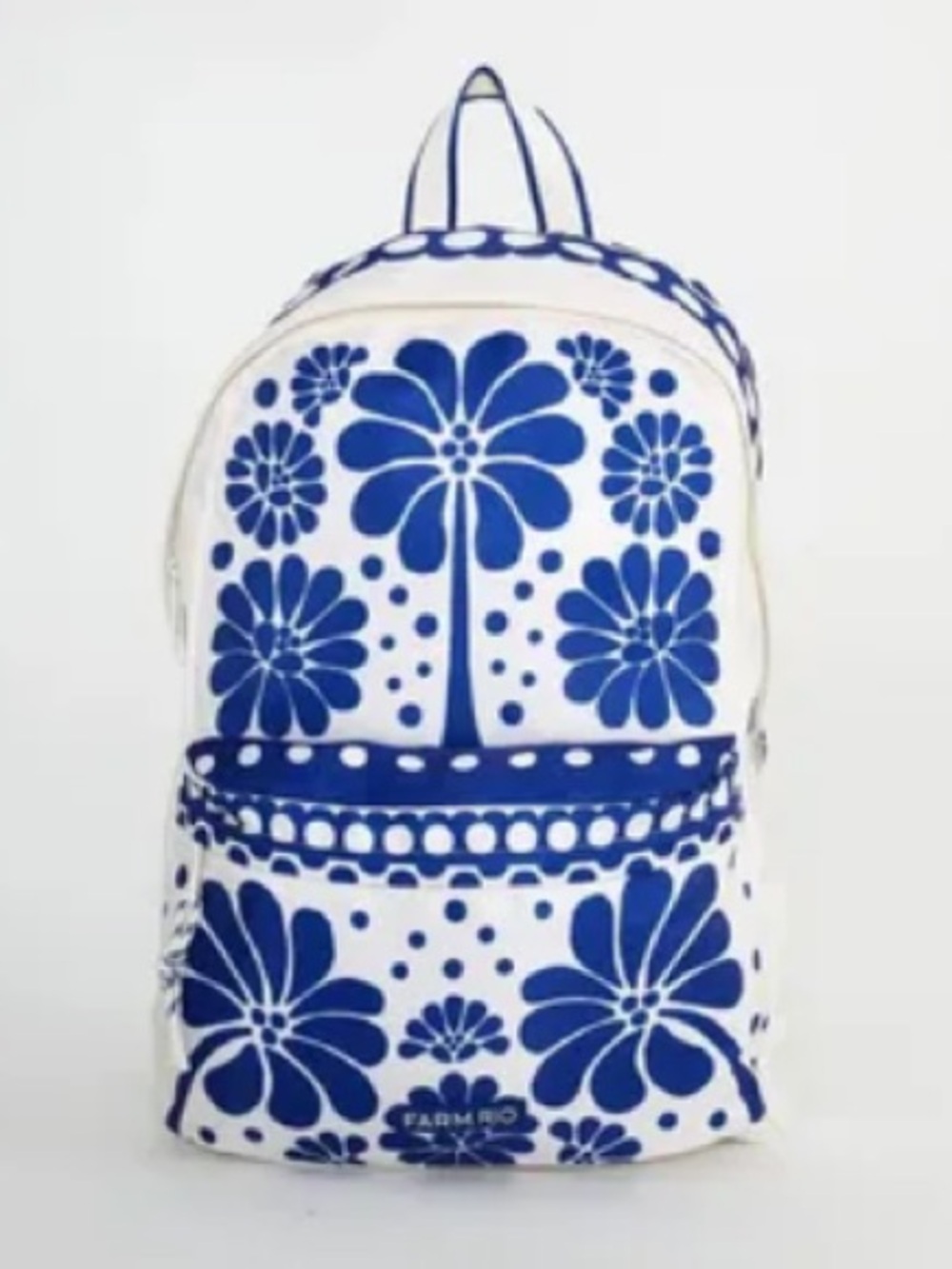 NEW FARM Rio Blue Palermo Pocket Backpack White Flower Pockets 16" x 12" x 5.5"
